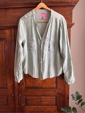 Isaac Mizrahi Linen Button Down Shirt